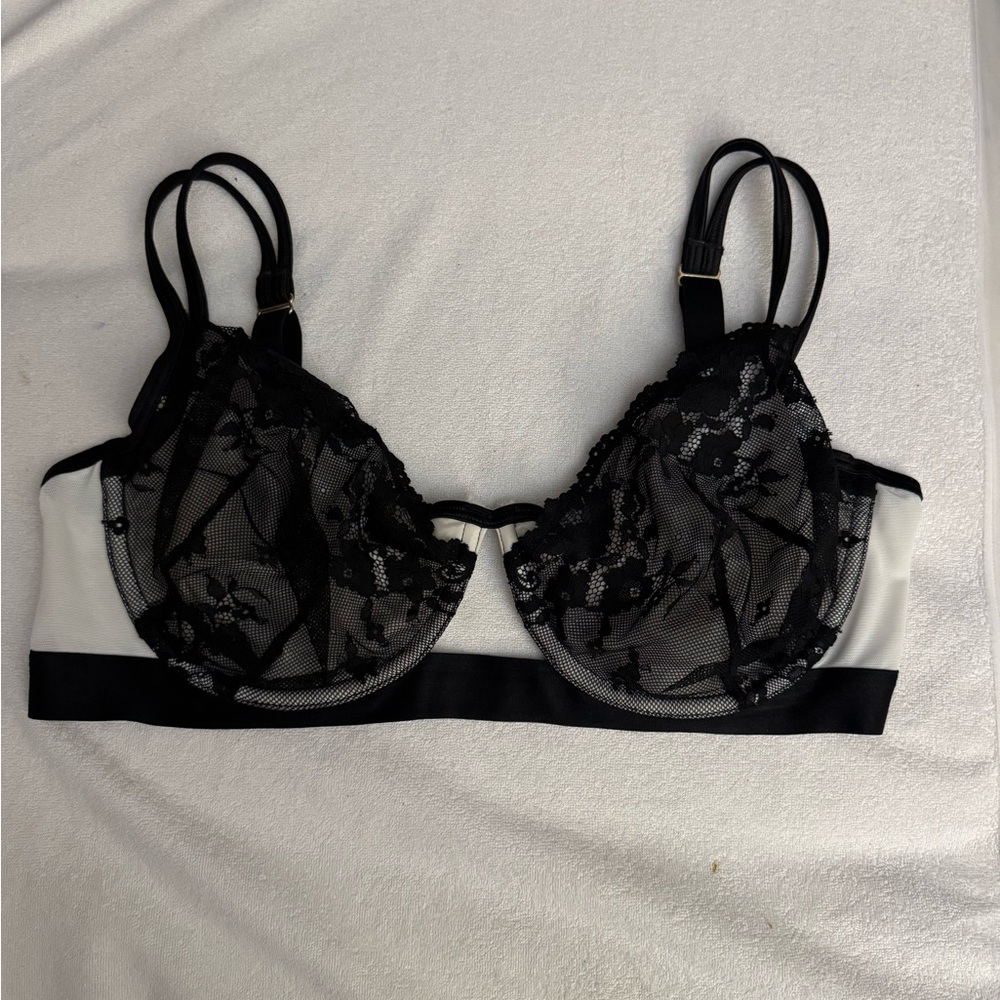 Cacique Black and White Lace Bra